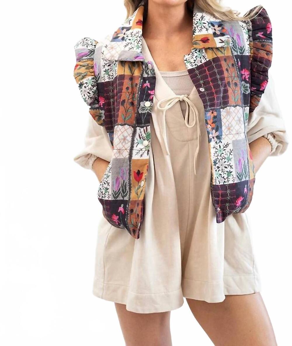 NEW EE:SOME rustic garden puffer vest in multi